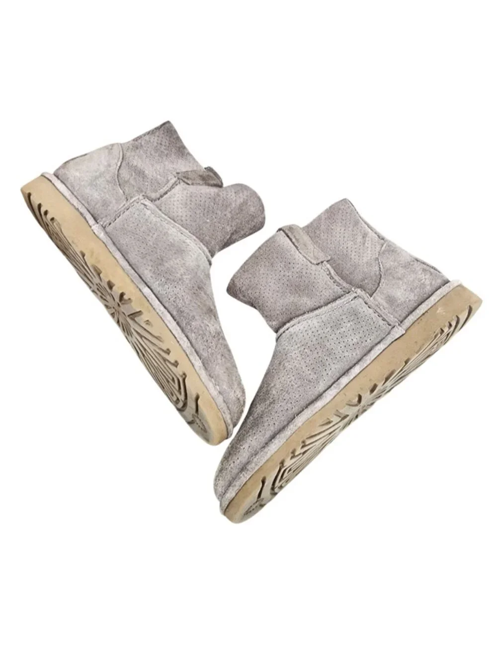 Ugg Shoes Womens Size 6 Gray Classic Unlined Mini Suede Perforated Boots *Read*